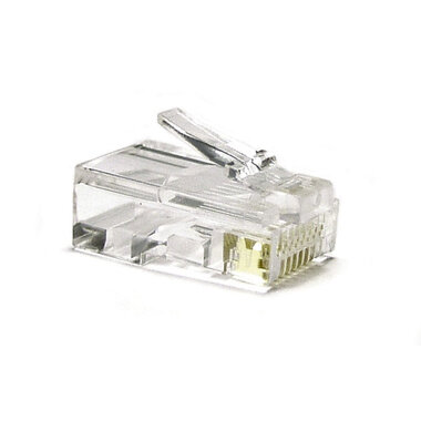 Разъем под витую пару Hyperline, PLUG-8P8C-U-C6-100, RJ-45, 8P8C, категория 6, 50 микродюймов, универсальный, для одножильного и многожильного кабеля, 100 шт, 49367