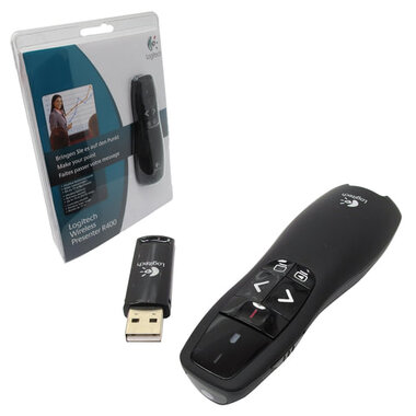 Презентер (пульт ДУ) LOGITECH Presenter R400, радиус действия 15 м, цвет черный, 910-001356