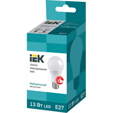 Лампа IEK LED A60 шар 13 Вт 230 В 4000К E27 LLE-A60-13-230-40-E27