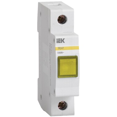 Сигнальная лампа IEK, DIN 1P, желтый неон, ЛС-47, ИЭК MLS10-230-K05