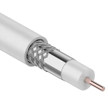 Коаксиальный кабель PROconnect RG-6U, 75 Ом, CCS/Al/Al, 48%, бухта 50 м, белый 01-2205-50
