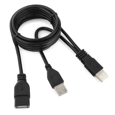 Кабель-удлинитель Cablexpert USB 2.0 Pro, 2xAM/AF, 1.8м, экран, черный, пакет CCP-USB22-AMAF-6