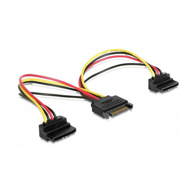 Кабель питания SATA Cablexpert 15pin /2x15pin на 2 SATA устройства, 15см, угловые разъемы CC-SATAM2F-02