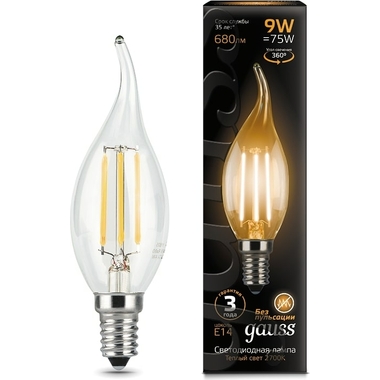 Лампа Gauss LED Filament Свеча на ветру E14 9W 680lm 2700K 104801109