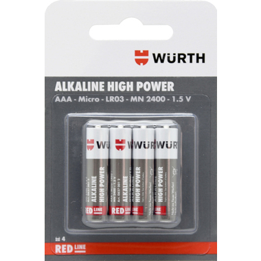 Щелочная батарея Wurth Alkali Micro 1,5 V AAA LR03 08270012 961 4