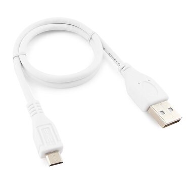 Кабель USB 2.0 Pro Cablexpert, AM/microBM, 5P, 0.5м, экран, пакет, белый CCP-mUSB2-AMBM-W-0.5M