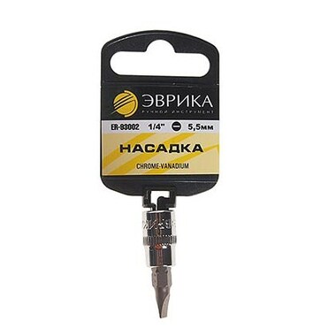 Насадка (1/4 DR; шлиц 5.5 мм) с держателем ЭВРИКА ER-93002H