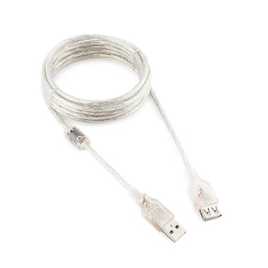 Кабель-удлинитель Cablexpert USB2.0 Pro, AM/AF, 3м, экран, прозрачный CCF-USB2-AMAF-TR-10