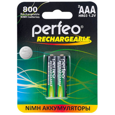 Аккумулятор AAA - Perfeo 800 mAh PF AAA800/2BL (2 штуки)
