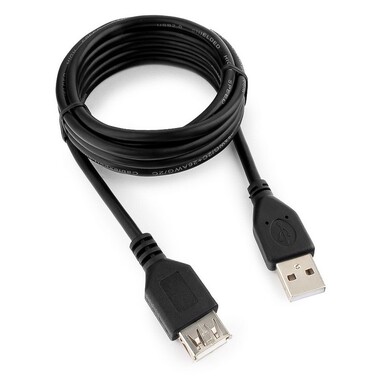 Кабель-удлинитель Cablexpert USB2.0 Pro AM/AF, 1.8м, экран, черный, пакет CCP-USB2-AMAF-6