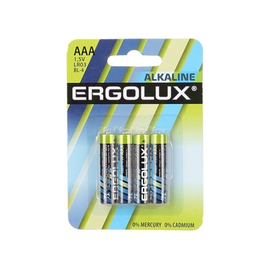 Батарейки Ergolux Alkaline 1.5В, LR03 BL-4 11744