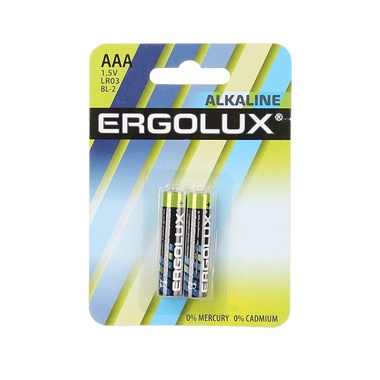 Батарейки Ergolux Alkaline 1.5В LR03 BL-2 11743