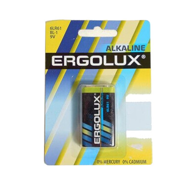 Батарейка КРОНА Ergolux Alkaline 6LR61 BL-1 (1 штука) 11753