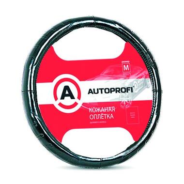 Оплетка руля AUTOPROFI серия LUXURY натуральная глянцевая кожа AP-850 BK M AP-850 BK (M)