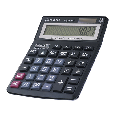 Бухгалтерский калькулятор Perfeo PF A4027, 12-разрядный, GT, черный 30010588 PF-A4027