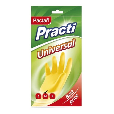 Хозяйственные перчатки PACLAN Practi Universal латекс, х/б напыление, разм M, желтые 602481