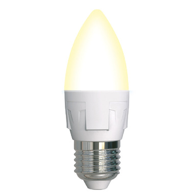 Лампа Uniel LED-C37, 7W/3000K/E27/FR/DIM, PLP01WH, светодиодная, диммируемая, форма свеча UL-00004297