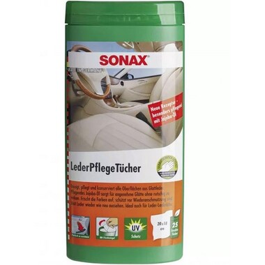 Салфетки для очистки кожи SONAX в тубе 412300