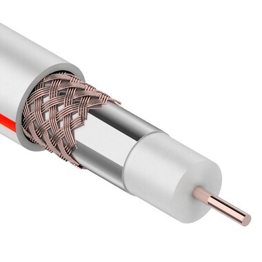 Коаксиальный кабель PROconnect SAT 50 M, Cu/Al/Cu, 64%, 75 Ом, бухта 100 м, белый 01-2401-6