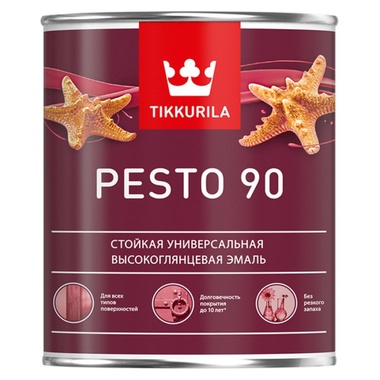 Алкидная эмаль TIKKURILA песто 90 высокоглянцевая, база С, 0.9 л 31275