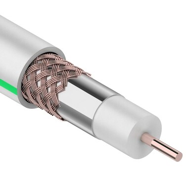 Коаксиальный кабель PROconnect SAT 703 B, Cu/Al/Cu, 64%, 75 Ом, бухта 100 м, белый 01-2431-6