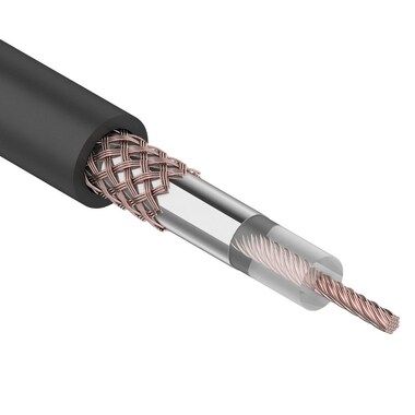 Коаксиальный кабель REXANT RG-58 A/U, 50 Ом, Cu/Al/Cu, 64%, бухта 100 м, черный 01-2003