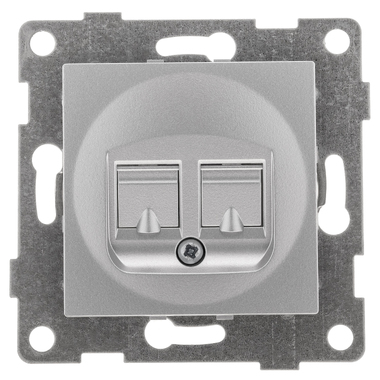 Механизм компьютерной розетки GUSI ELECTRIC Ugra RJ45, двойной, СУ, серебро С11К2-004