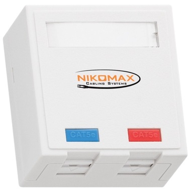 Настенная розетка NIKOMAX 2 порта, со шторками, белая NMC-WO2UD2-FT-ST-WT