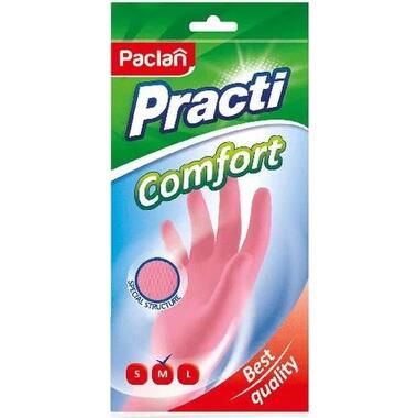 Хозяйственные перчатки PACLAN Practi Comfort латекс, хб напыление, размер M, розовые 407271 606354