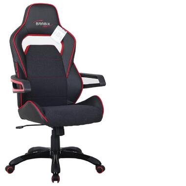 Компьютерное кресло, ткань, экокожа, черное, вставки красные BRABIX Nitro GM-001 531816