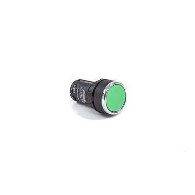 Нажимная моноблочная кнопка Emas зелёная 22мм, IP40, 1НЗ+1НЗ, 240В перенного тока, 0,3А. MB202DY