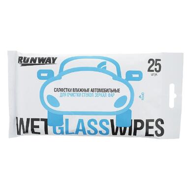Влажные салфетки для очистки стекол, зеркал, фар RunWay RW642