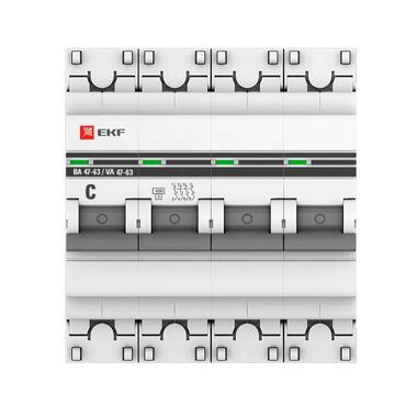 Автоматический выключатель EKF PROxima ВА 47-63, 4P, 10А, C, 4,5kA, SQ mcb4763-4-10C-pro