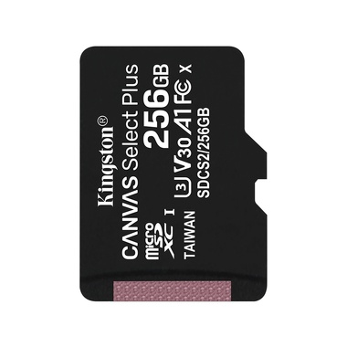 Карта памяти 256Gb - Kingston Canvas Select Plus MicroSDXC UHS-I Class U3 V30 A1 SDCS2/256GBSP