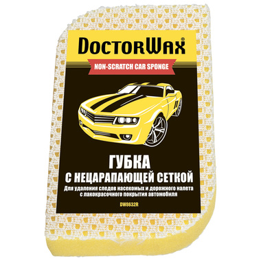 Нецарапающая двухсторонняя губка с сеткой DoctorWax DW8632R DOCTOR WAX