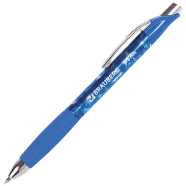 Автоматическая гелевая ручка BRAUBERG Jet Gel с грипом, синяя, печать 0.,6 мм, линия 0.4 мм 142690