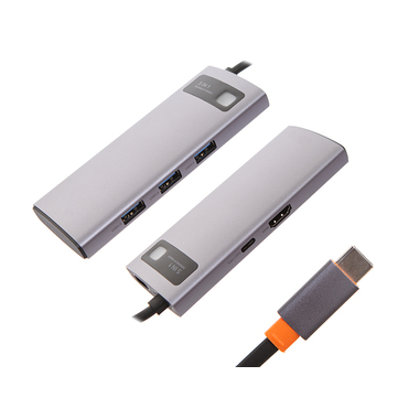Хаб USB Baseus Metal Gleam Series 5-in-1 Multifunctional Type-C HUB Docking Station Grey CAHUB-CX0G