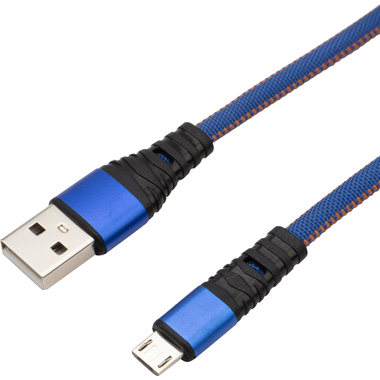 Кабель USB - micro USB REXANT 1 м, плоский, синяя джинсовая оплетка 18-1163