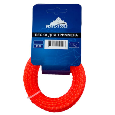 Леска (3 мм; 15 м; витой квадрат) для триммера vertextools YK-777-3-15