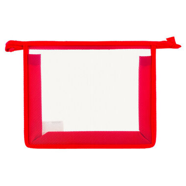 Прозрачная папка для тетрадей ПИФАГОР А5, пластик, молния сверху, красная 228220