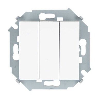 Трехклавишный выключатель Simon 10А, 250В, винтовой зажим, белый 18 1591391-030