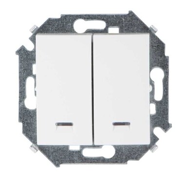 Двухклавишный выключатель Simon с подсветкой, 16А, 250В, винтовой зажим, белый 20 1591392-030