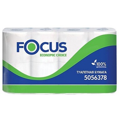 Туалетная бумага FOCUS ECONOMIC CHOICE 2-слоя, 8 рулонов в упаковке, белая H-5056378