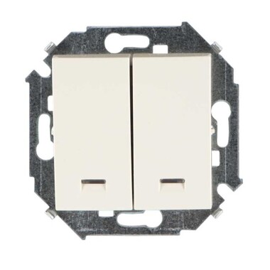 Двухклавишный выключатель Simon с подсветкой, 16А, 250В, винтовой зажим, сл.кость 20 1591392-031