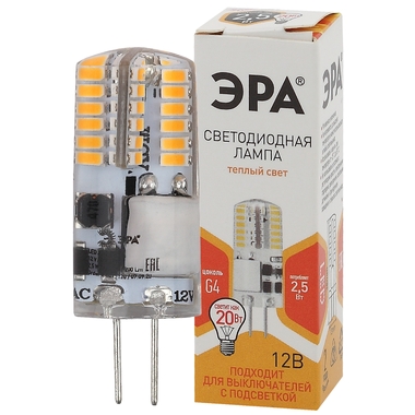 Светодиодная лампа ЭРА LED-JC-2,5W-12V-SLC-827-G4, капсула, 2,5Вт, теплый, G4 20/500/21000 Б0049089 ERA