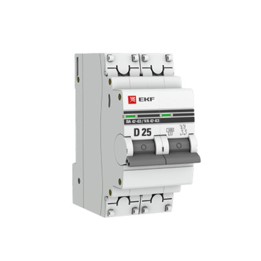 Автоматический выключатель EKF PROxima ВА 47-63 2P, 25А, 4,5kA mcb4763-2-25D-pro