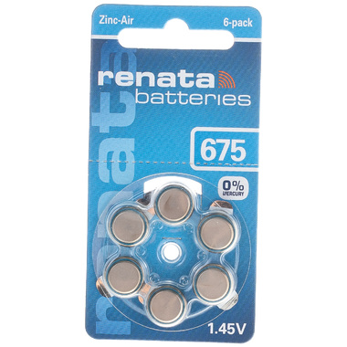 Батарейки для слуховых аппаратов Renata ZA 675 BL-6 (1.4V/640mAh) 4390