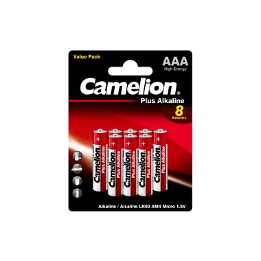 Батарейка Camelion, 1.5В LR03 Plus Alkaline BL-8 LR03-BP8 14134