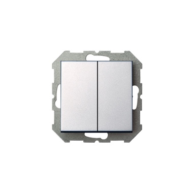 Двухклавишный выключатель LIREGUS Эпсилон IJ5 10-003-01 E/Mt серебро, без рамки 28-173