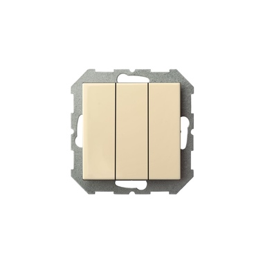 Трехклавишный выключатель LIREGUS Эпсилон IJ3 16-001-01 E/S кремовый, без рамки 28-054